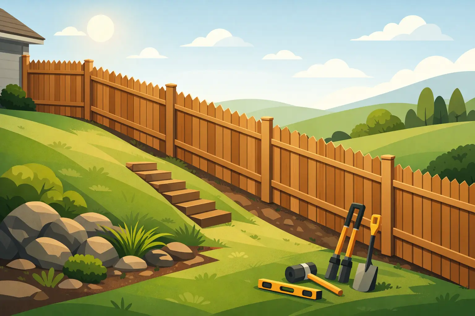 Fence Installation for Sloped Yard Done Right
